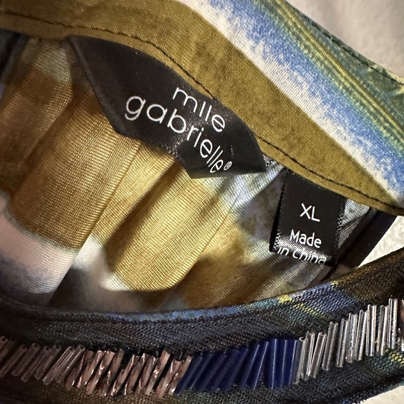 Mlle Gabriel Maxi Dress Bead Embellished Keyhole Neckline Flowy Stripe Print - Picture 3 of 17